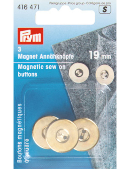 Conjunto de 3 botões magnéticos para costurar - Ouro