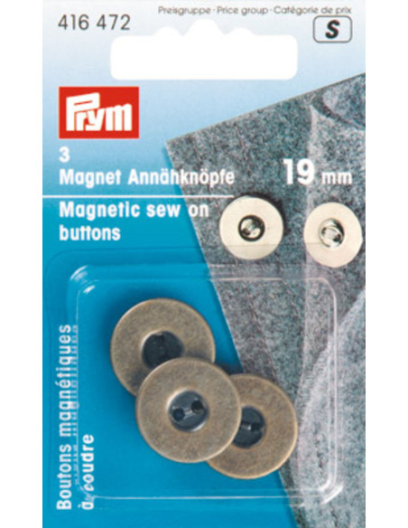Conjunto de 3 botões magnéticos para costurar - Bronze
