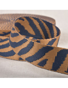 Correia para animais - Zebra bege escuro e azul-marinho