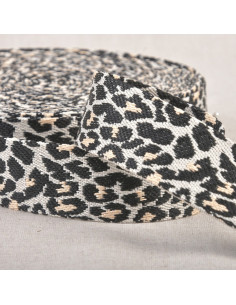 Correia para animais - Leopardo branco e preto
