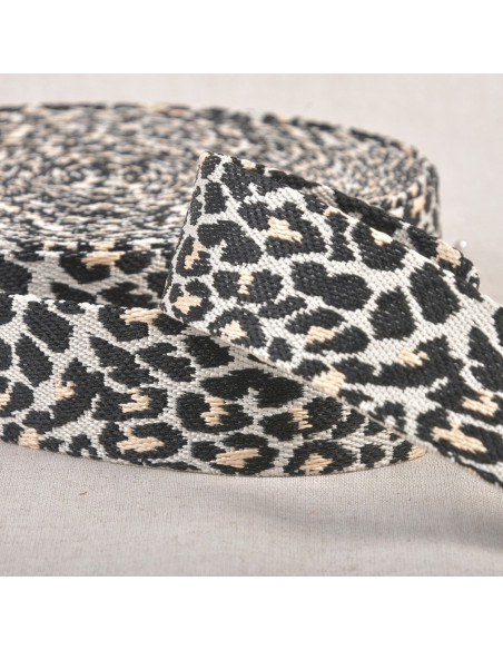 Correia para animais - Leopardo branco e preto