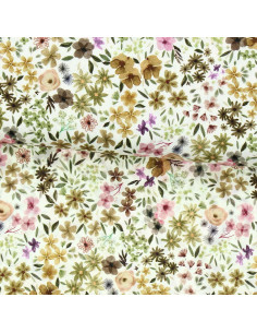Tecido de viscose fantasia - Romane natural e lilás