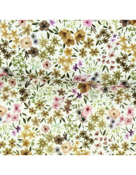 Tecido de viscose fantasia - Romane natural e lilás