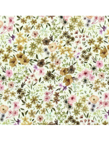 Tecido de viscose fantasia - Romane natural e lilás
