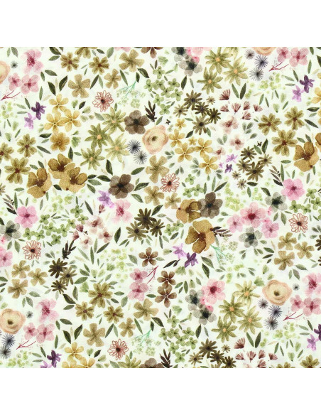 Tecido de viscose fantasia - Romane natural e lilás