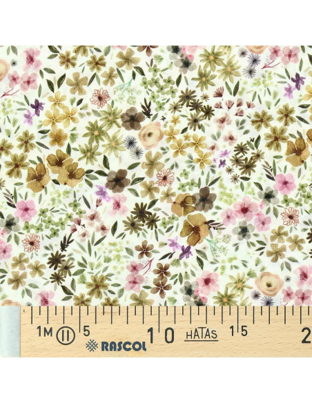 Tecido de viscose fantasia - Romane natural e lilás