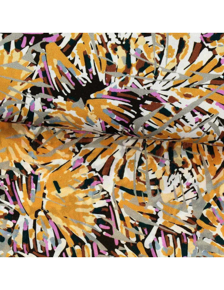 Tecido viscose fantasia - Fizia amarelo e taupe