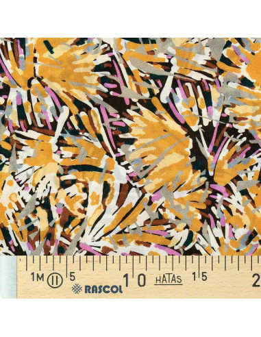 Tecido viscose fantasia - Fizia amarelo e taupe