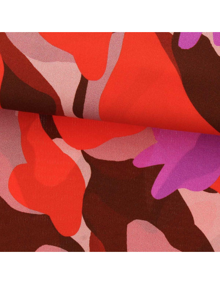 Tecido viscose fantasia - Aimael vermelho e roxo