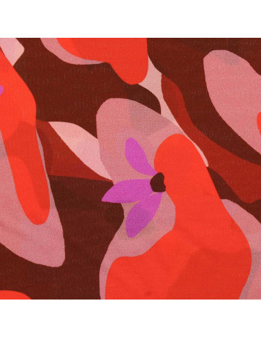 Tecido viscose fantasia - Aimael vermelho e roxo