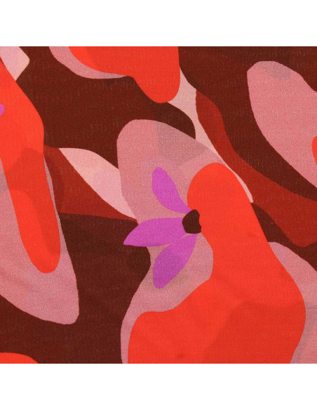 Tecido viscose fantasia - Aimael vermelho e roxo