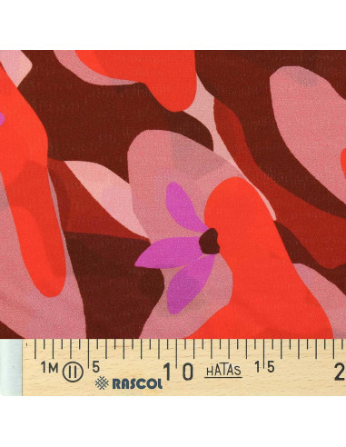 Tecido viscose fantasia - Aimael vermelho e roxo