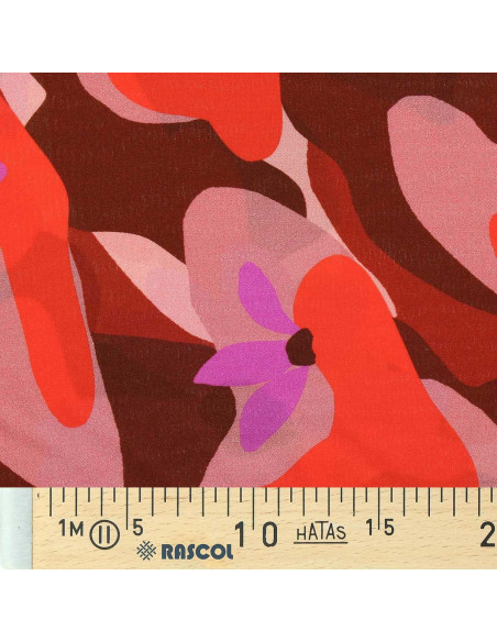 Tecido viscose fantasia - Aimael vermelho e roxo