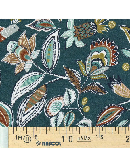 Tecido viscose fantasia - Vamika ardósia e toffee