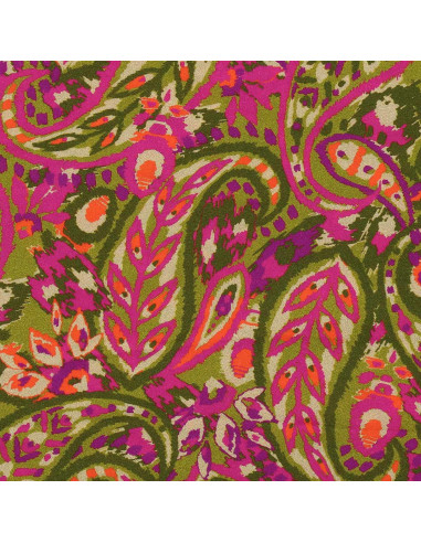 Tecido de viscose fantasia - Alvis bronze e violeta