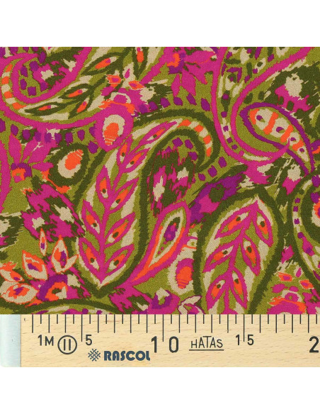 Tecido de viscose fantasia - Alvis bronze e violeta