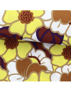 Tecido de viscose fantasia - Clemone cru e amarelo