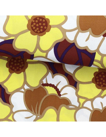 Tecido de viscose fantasia - Clemone cru e amarelo