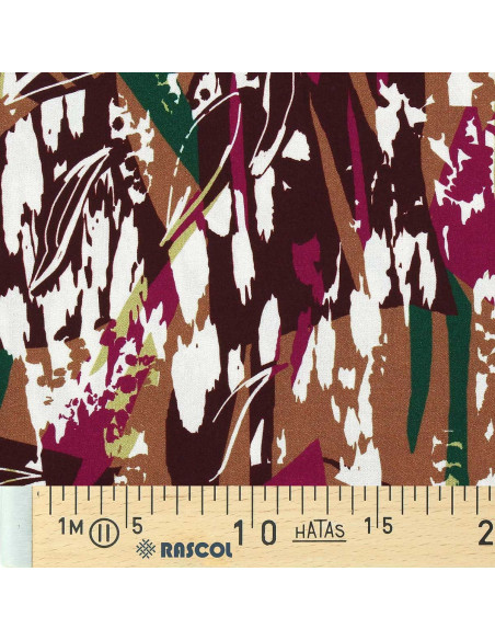 Tecido viscose fantasia - Massio caramelo e dália