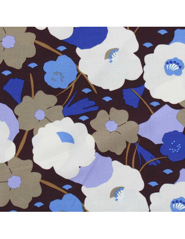Tecido viscose fantasia - Georgina cacau e azul