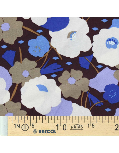 Tecido viscose fantasia - Georgina cacau e azul
