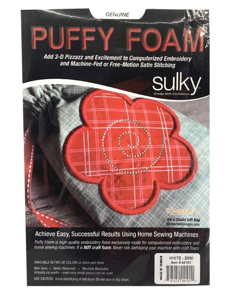 Pacote de 3 folhas de espuma 3D Puffy 2 mm para bordado - Branco