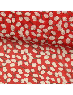 Tecido de musselina estampado - Lunaria vermelho
