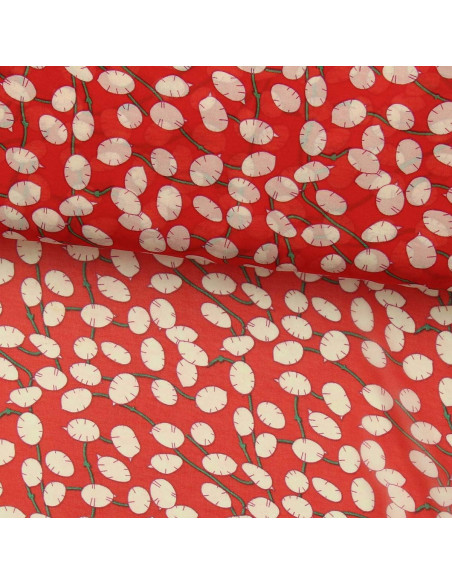 Tecido de musselina estampado - Lunaria vermelho