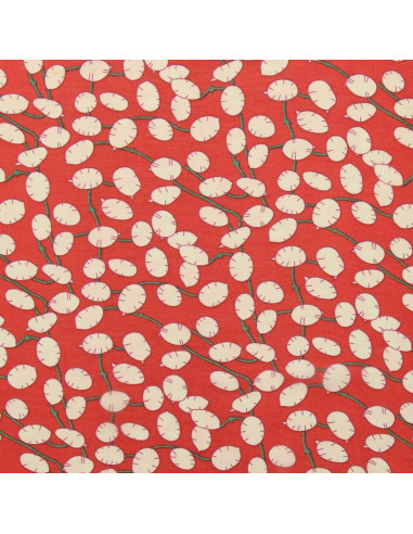 Tecido de musselina estampado - Lunaria vermelho