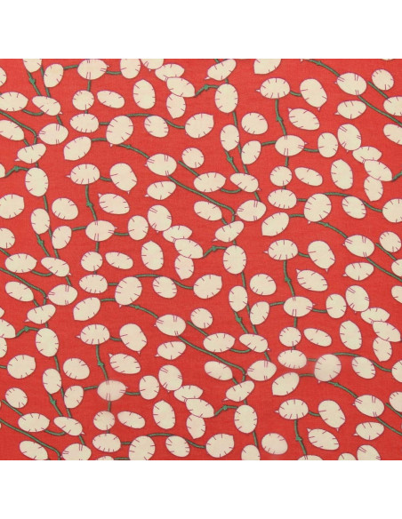 Tecido de musselina estampado - Lunaria vermelho