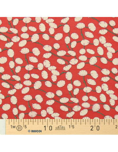 Tecido de musselina estampado - Lunaria vermelho