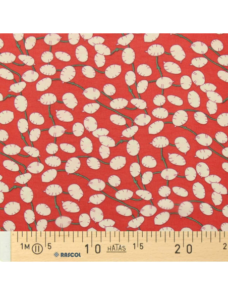 Tecido de musselina estampado - Lunaria vermelho