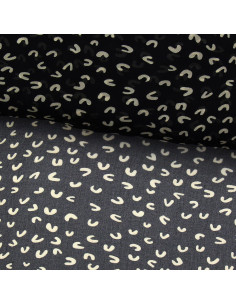 Tecido de musselina estampado - Abstrato preto