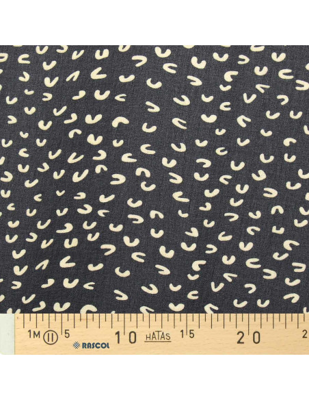 Tecido de musselina estampado - Abstrato preto