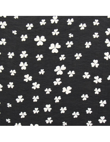 Tecido de musselina estampado - Trevo preto
