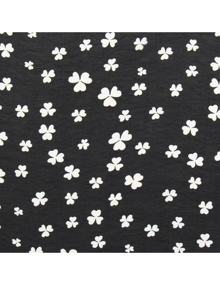 Tecido de musselina estampado - Trevo preto