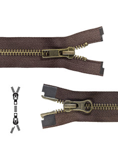 Fecho de correr separável de metal 80 cm - Castanho malha bronze