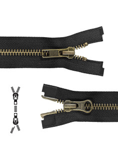 Fecho de correr separável de metal 80 cm - Malha preta bronze