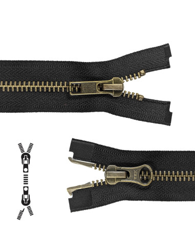 Fecho de correr separável de metal 80 cm - Malha preta bronze