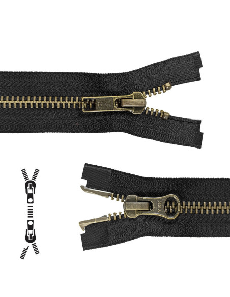 Fecho de correr separável de metal 80 cm - Malha preta bronze
