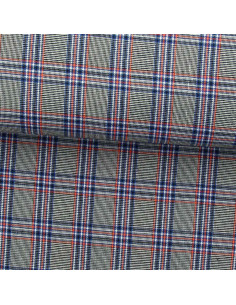 Tecidos tartan escoceses em voga - Azul, preto e laranja