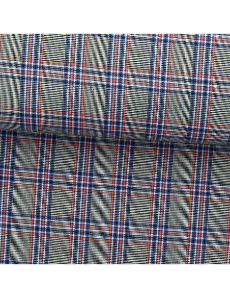 Tecidos tartan escoceses em voga - Azul, preto e laranja