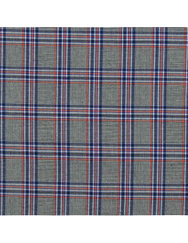 Tecidos tartan escoceses em voga - Azul, preto e laranja