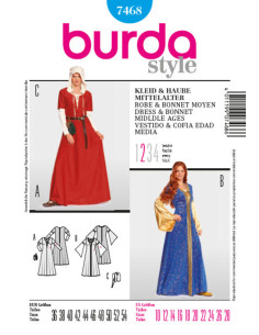 Molde de vestido histórico - Burda 7468