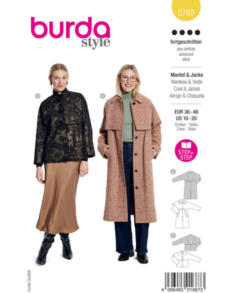 Molde de casaco e jaqueta - Burda 5769