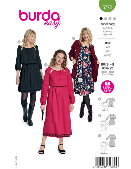 Molde de vestido - Burda 5772