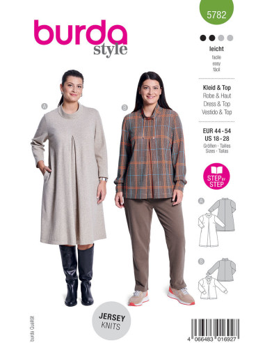 Molde de vestido e suéter - Burda 5782