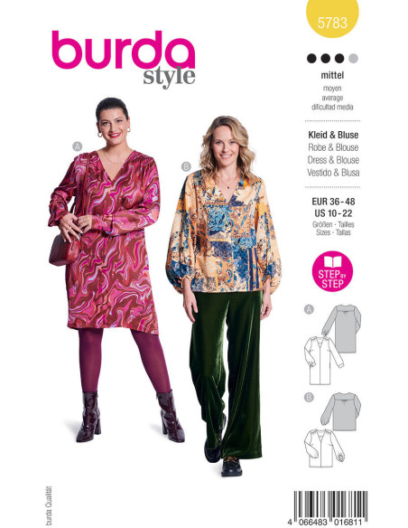 Molde de vestido e blusa - Burda 5783