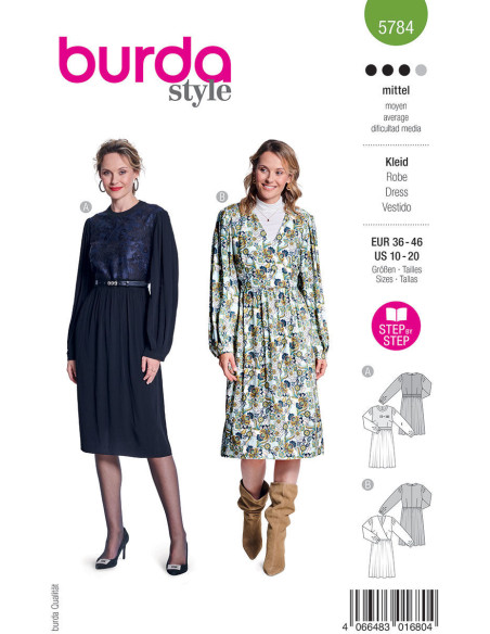 Molde de vestido - Burda 5784