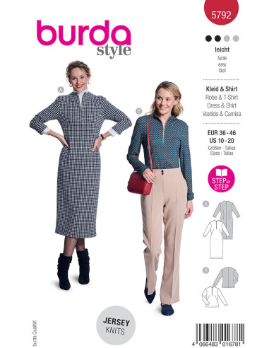 Molde de vestido e camiseta - Burda 5792